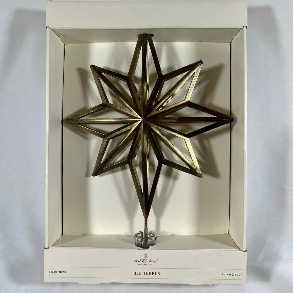 Hearth & Hand Magnolia Antique Brass Finish Star Christmas Tree Topper 13”